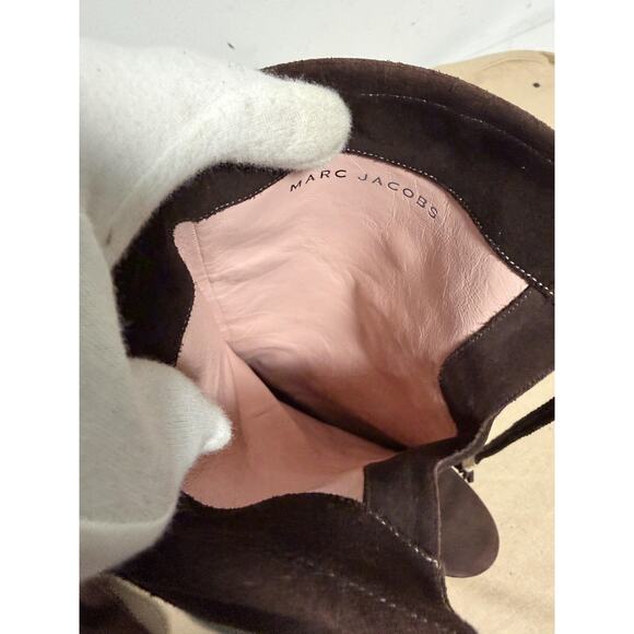 Marc Jacobs Boots Womens Size 39 Brown Suede Wedge Platform Embroidered Calf - Picture 6 of 12